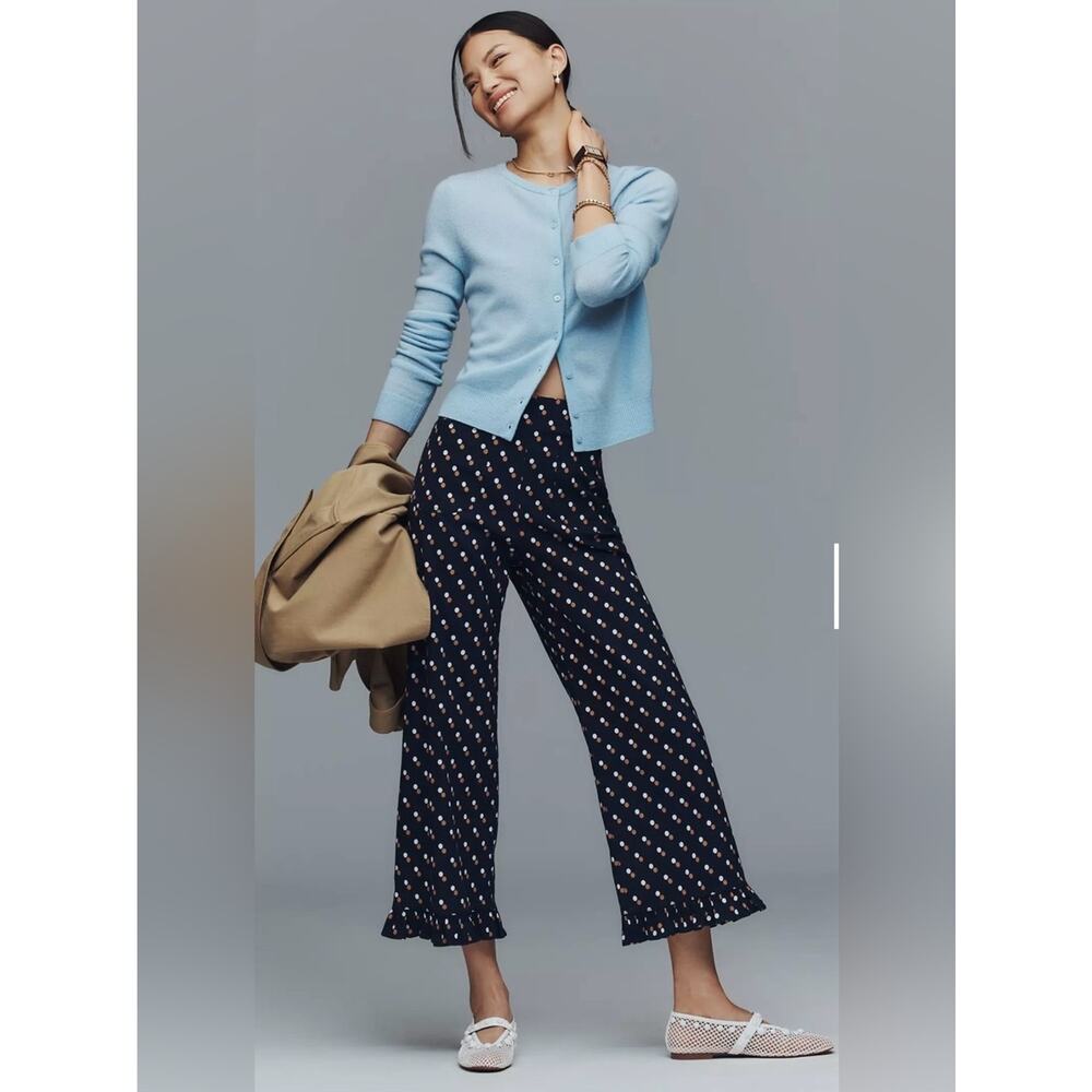 Anthropologie Maeve The Colette Polka Dot Pants Cropped Wide Leg Size 25 NEW - Picture 11 of 11